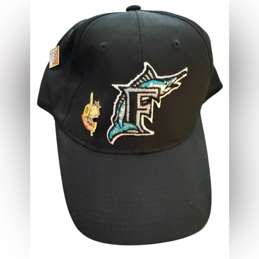 VINTAGE FLORIDA MARLINS MLB SNAPBACK HAY UNISEX w/ 2003 CHAMPIONS PIN - Picture 2 of 10